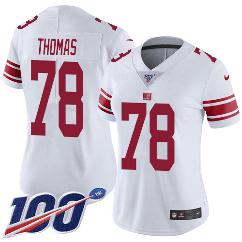 Nike Giants #78 Andrew Thomas White Women's Stitched NFL 100th Season Vapor Untouchable Limited Jersey