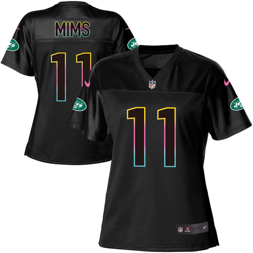 Nike Jets #11 Denzel Mim Black Women's NFL Fashion Game Jersey