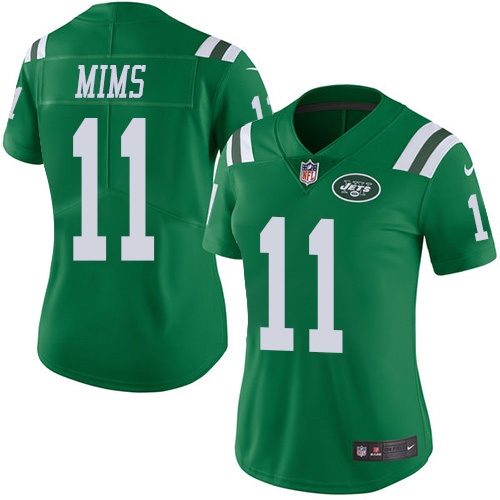 Nike Jets #11 Denzel Mim Green Women's Stitched NFL Limited Rush Jersey