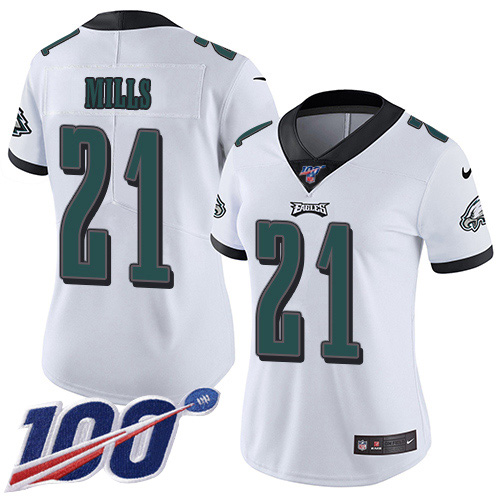 Nike Eagles #21 Jalen Mills White Women's Stitched NFL 100th Season Vapor Untouchable Limited Jersey