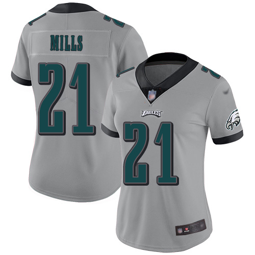 Nike Eagles #21 Jalen Mills Silver Women's Stitched NFL Limited Inverted Legend Jersey
