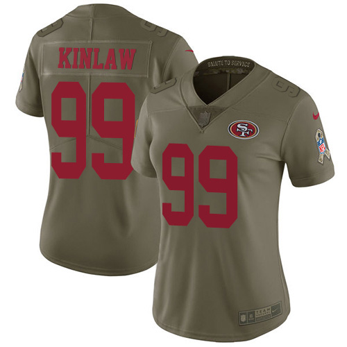 Nike 49ers #99 Javon Kinlaw Olive Women's Stitched NFL Limited 2017 Salute To Service Jersey