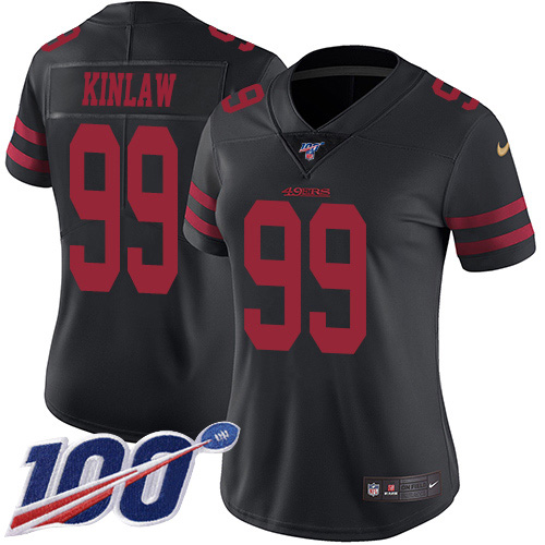 Nike 49ers #99 Javon Kinlaw Black Alternate Women's Stitched NFL 100th Season Vapor Untouchable Limited Jersey