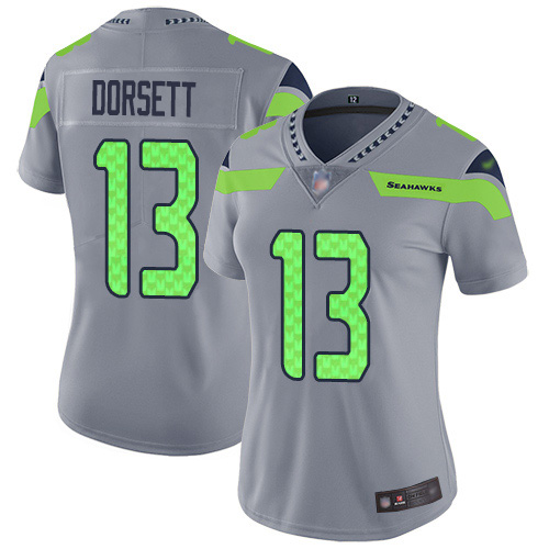 Nike Seahawks #13 Phillip Dorsett Gray Women's Stitched NFL Limited Inverted Legend Jersey