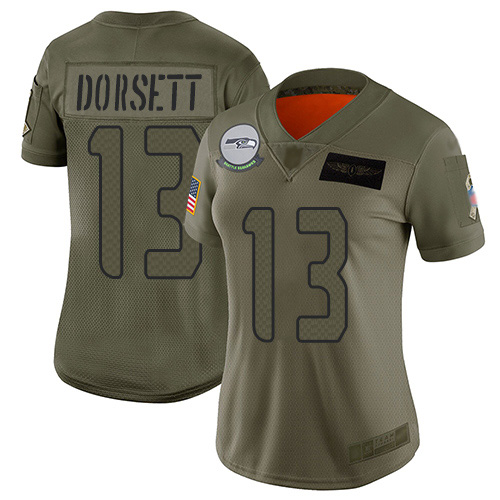 Nike Seahawks #13 Phillip Dorsett Camo Women's Stitched NFL Limited 2019 Salute To Service Jersey