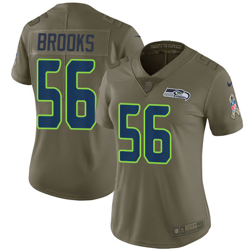 Nike Seahawks #56 Jordyn Brooks Olive Women's Stitched NFL Limited 2017 Salute To Service Jersey