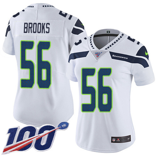 Nike Seahawks #56 Jordyn Brooks White Women's Stitched NFL 100th Season Vapor Untouchable Limited Jersey