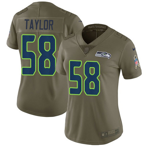 Nike Seahawks #58 Darrell Taylor Olive Women's Stitched NFL Limited 2017 Salute To Service Jersey
