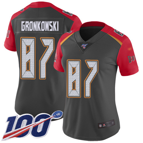 Nike Buccaneers #87 Rob Gronkowski Gray Women's Stitched NFL Limited Inverted Legend 100th Season Jersey