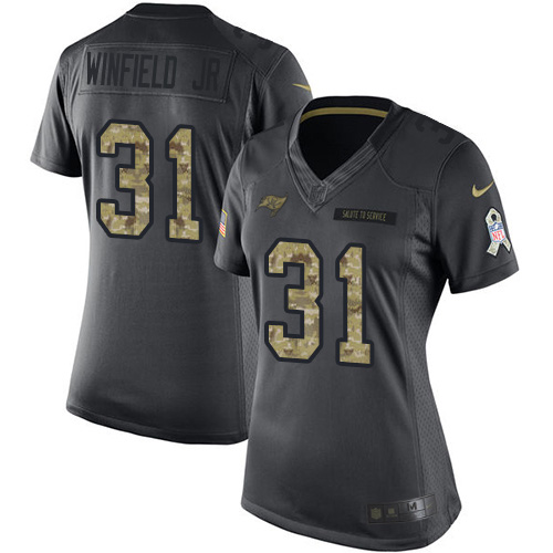 Nike Buccaneers #31 Antoine Winfield Jr. Black Women's Stitched NFL Limited 2016 Salute to Service Jersey