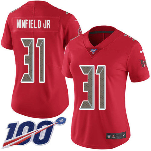 Nike Buccaneers #31 Antoine Winfield Jr. Red Women's Stitched NFL Limited Rush 100th Season Jersey