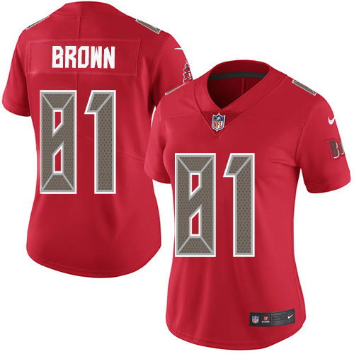 Nike Buccaneers #81 Antonio Brown Red Women's Stitched NFL Limited Rush Jersey
