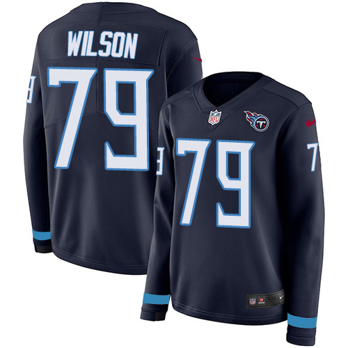Nike Titans #79 Isaiah Wilson Navy Blue Team Color Women's Stitched NFL Limited Therma Long Sleeve Jersey