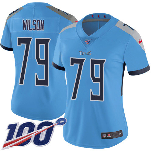 Nike Titans #79 Isaiah Wilson Light Blue Alternate Women's Stitched NFL 100th Season Vapor Untouchable Limited Jersey