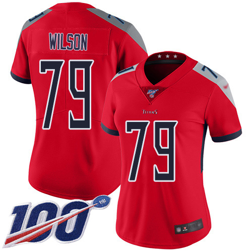 Nike Titans #79 Isaiah Wilson Red Women's Stitched NFL Limited Inverted Legend 100th Season Jersey
