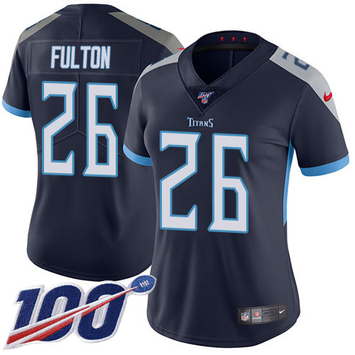 Nike Titans #26 Kristian Fulton Navy Blue Team Color Women's Stitched NFL 100th Season Vapor Untouchable Limited Jersey
