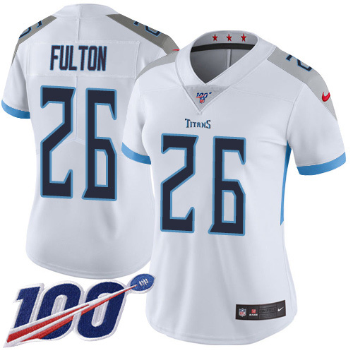 Nike Titans #26 Kristian Fulton White Women's Stitched NFL 100th Season Vapor Untouchable Limited Jersey