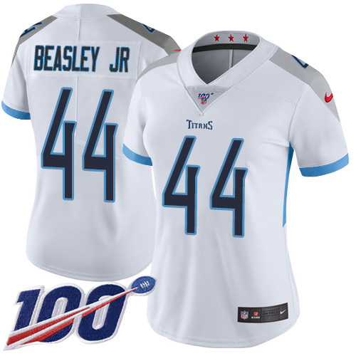Nike Titans #44 Vic Beasley Jr White Women's Stitched NFL 100th Season Vapor Untouchable Limited Jersey