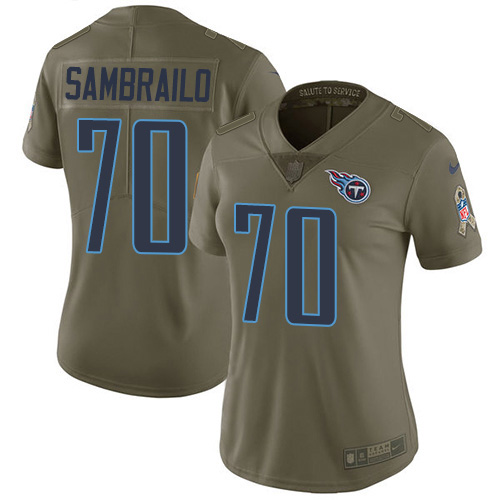 Nike Titans #70 Ty Sambrailo Olive Women's Stitched NFL Limited 2017 Salute To Service Jersey