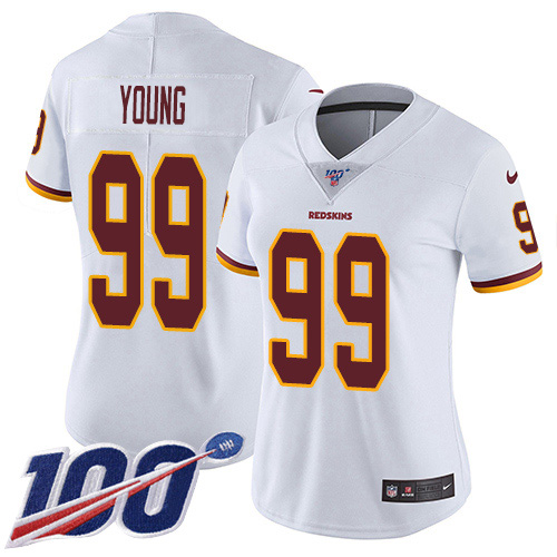 Nike Redskins #99 Chase Young White Women's Stitched NFL 100th Season Vapor Untouchable Limited Jersey
