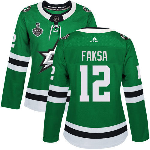 Adidas Stars #12 Radek Faksa Green Home Authentic Women's 2020 Stanley Cup Final Stitched NHL Jersey