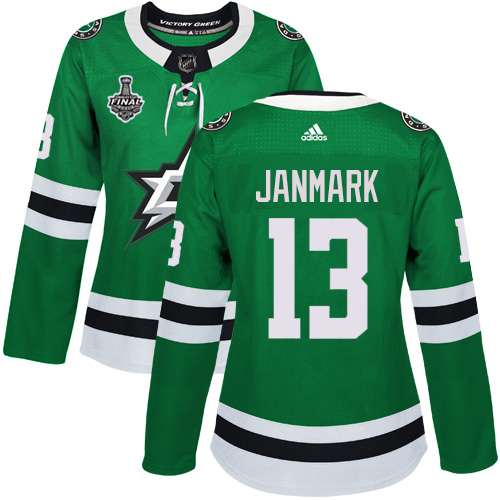 Adidas Stars #13 Mattias Janmark Green Home Authentic Women's 2020 Stanley Cup Final Stitched NHL Jersey