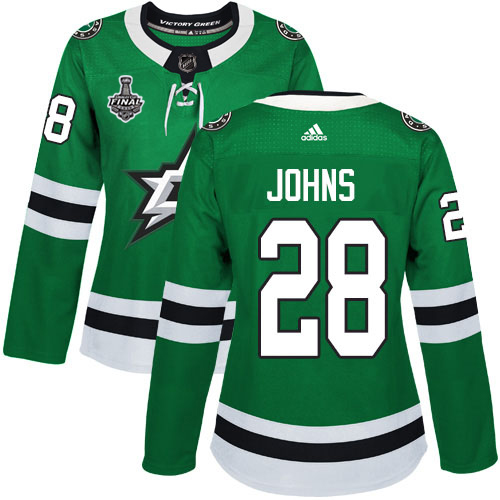 Adidas Stars #28 Stephen Johns Green Home Authentic Women's 2020 Stanley Cup Final Stitched NHL Jersey