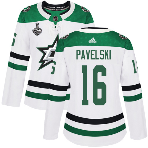 Adidas Stars #16 Joe Pavelski White Road Authentic Women's 2020 Stanley Cup Final Stitched NHL Jersey