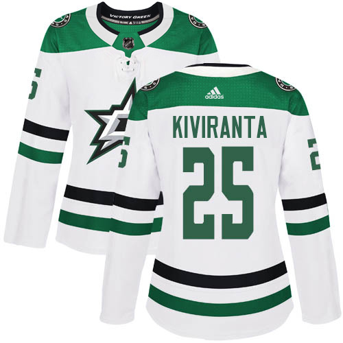 Adidas Stars #25 Joel Kiviranta White Road Authentic Women's Stitched NHL Jersey