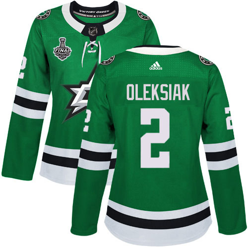 Adidas Stars #2 Jamie Oleksiak Green Home Authentic Women's 2020 Stanley Cup Final Stitched NHL Jersey