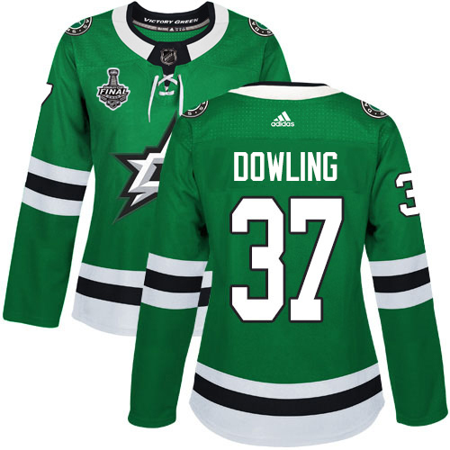 Adidas Stars #37 Justin Dowling Green Home Authentic Women's 2020 Stanley Cup Final Stitched NHL Jersey