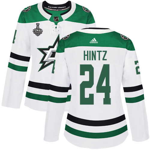 Adidas Stars #24 Roope Hintz White Road Authentic Women's 2020 Stanley Cup Final Stitched NHL Jersey