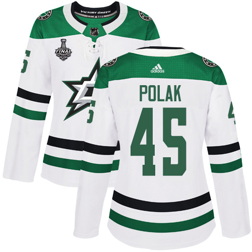Adidas Stars #45 Roman Polak White Road Authentic Women's 2020 Stanley Cup Final Stitched NHL Jersey