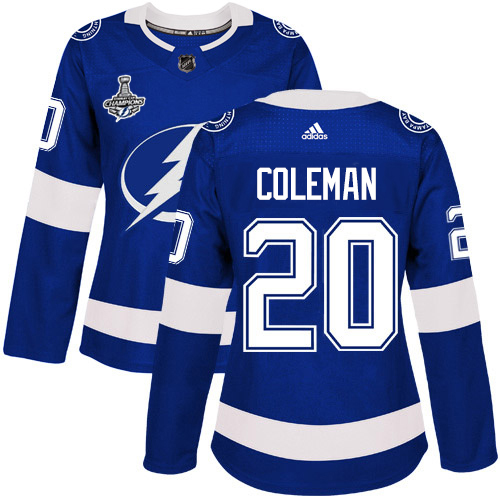 Adidas Lightning #20 Blake Coleman Blue Home Authentic Women's 2020 Stanley Cup Champions Stitched NHL Jersey