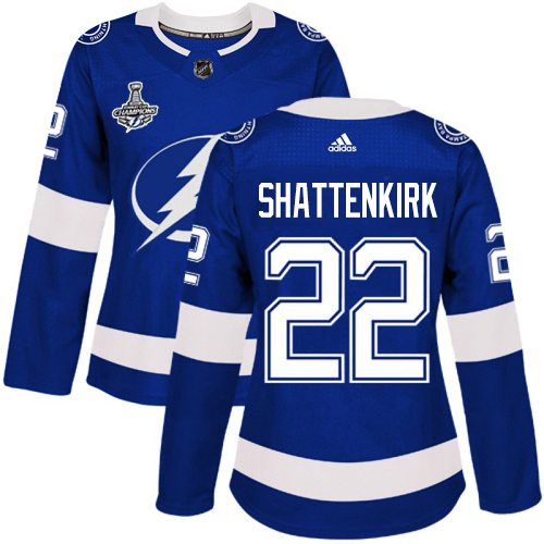 Adidas Lightning #22 Kevin Shattenkirk Blue Home Authentic Women's 2020 Stanley Cup Champions Stitched NHL Jersey