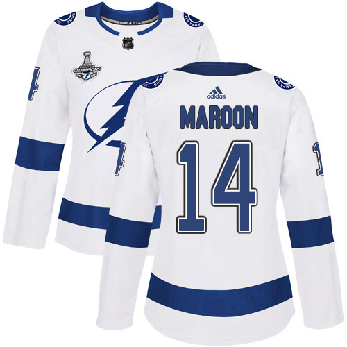 Adidas Lightning #14 Pat Maroon White Road Authentic Women's 2020 Stanley Cup Champions Stitched NHL Jersey