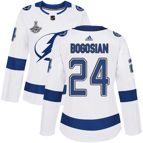 Adidas Lightning #24 Zach Bogosian White Road Authentic Women's 2020 Stanley Cup Champions Stitched NHL Jersey