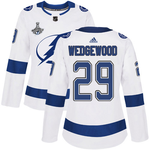 Adidas Lightning #29 Scott Wedgewood White Road Authentic Women's 2020 Stanley Cup Champions Stitched NHL Jersey