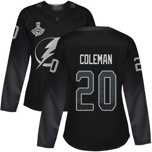 Adidas Lightning #20 Blake Coleman Black Alternate Authentic Women's 2020 Stanley Cup Champions Stitched NHL Jersey