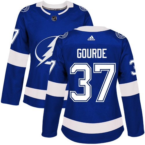 Adidas Lightning #37 Yanni Gourde Blue Home Authentic Women's Stitched NHL Jersey