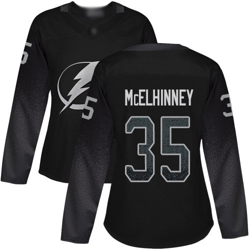 Adidas Lightning #35 Curtis McElhinney Black Alternate Authentic Women's Stitched NHL Jersey