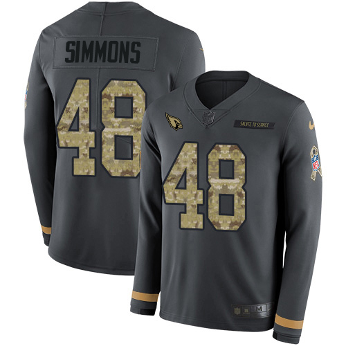 Nike Cardinals #48 Isaiah Simmons Anthracite Salute to Service Youth Stitched NFL Limited Therma Long Sleeve Jersey