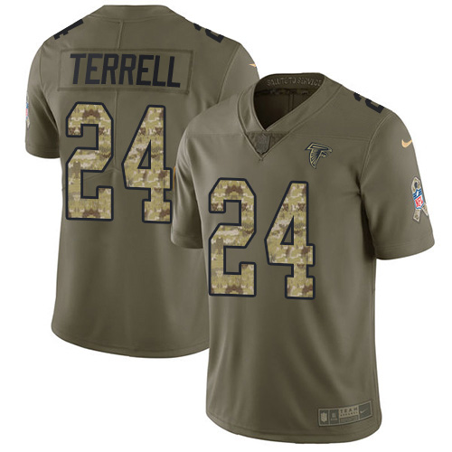 Nike Falcons #24 A.J. Terrell Olive/Camo Youth Stitched NFL Limited 2017 Salute To Service Jersey