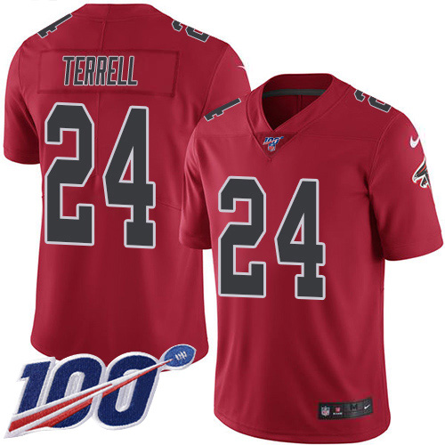 Nike Falcons #24 A.J. Terrell Red Youth Stitched NFL Limited Rush 100th Season Jersey