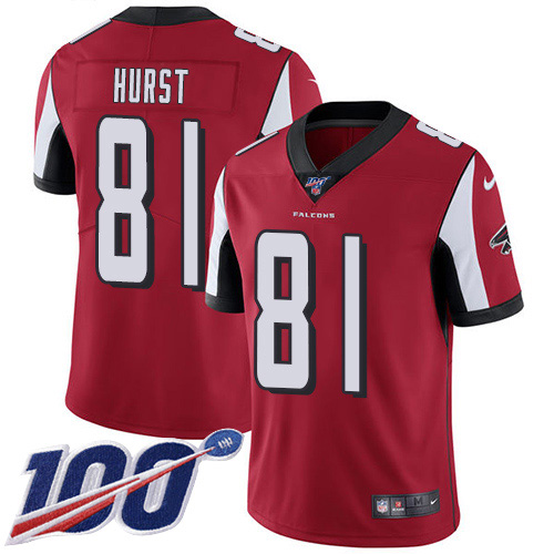 Nike Falcons #81 Hayden Hurst Red Team Color Youth Stitched NFL 100th Season Vapor Untouchable Limited Jersey