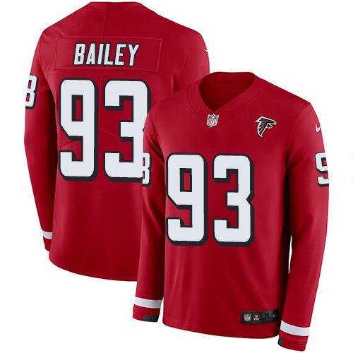 Nike Falcons #93 Allen Bailey Red Team Color Youth Stitched NFL Limited Therma Long Sleeve Jersey