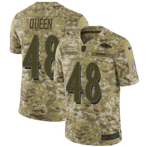 Nike Ravens #48 Patrick Queen Camo Youth Stitched NFL Limited 2018 Salute To Service Jersey