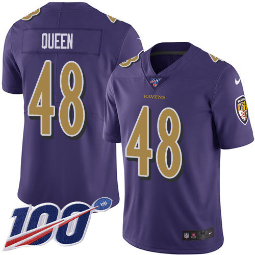 Nike Ravens #48 Patrick Queen Purple Youth Stitched NFL Limited Rush 100th Season Jersey
