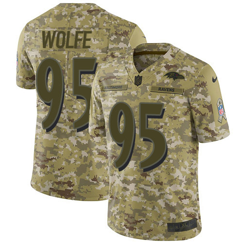 Nike Ravens #95 Derek Wolfe Camo Youth Stitched NFL Limited 2018 Salute To Service Jersey