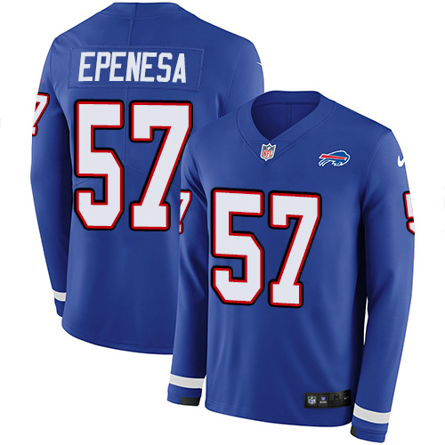 Nike Bills #57 A.J. Epenesas Royal Blue Team Color Youth Stitched NFL Limited Therma Long Sleeve Jersey